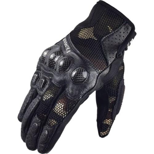 VEMAR Carbon Fiber Breathable Mesh Motorcycle Gloves Touch Screen Perforated Motocross MTB Gloves Summer Moto Accessories