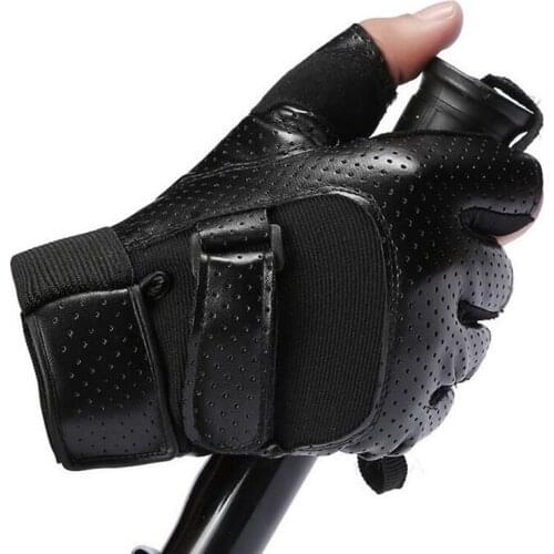 Men Half Finger Gym Sport Fitness Soft PU Leather Gloves Women Long Wrist Cotton Shockproof Protection Pad Tactical Gloves L30