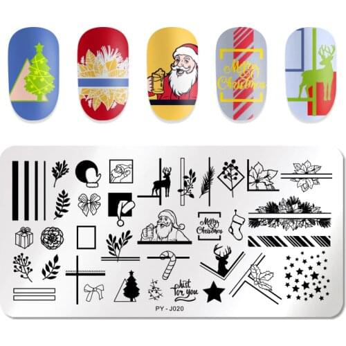 PICT YOU Christmas Festival Nail Stamping Plates New Year Natural Flower Leaves Geometric Plate Stainless Steel Stencil Tools