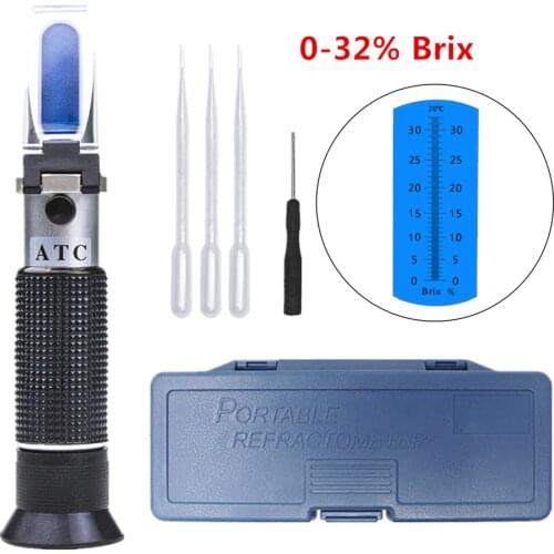 0-32% Brix Sugar Refractometer Optical ATC Compensation Saccharimeter Handheld Measuring Tester Tool