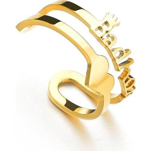 925 Sterling Silver Adjustable Name Ring Custom Heart Initial Couple Names Personalized Gold Plated Rings Jewelry Gift for Women