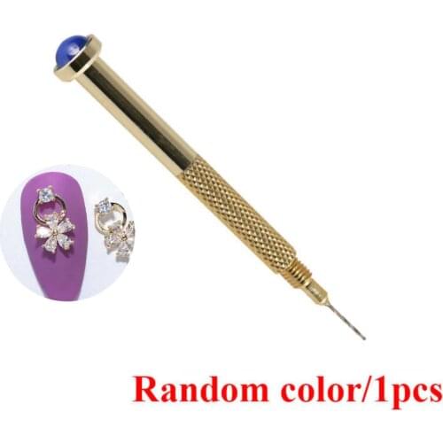 1 Pc Nail Art Hand Dangle Drill Hole Maker Dotting Pen Piercing Professional Manicure Nail Art Tool Random Color