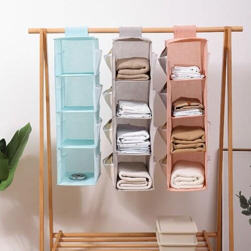 Wardrobe Hanging Storage Bag Household Clothes Hanging Drawer Box Underwear Sorting Storage Wall Closet Organizer Shelves