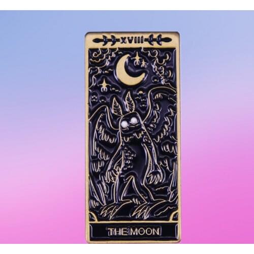 Cryptids Tarot cards Mothman Crescent Moon Mythical paranormal Creature Moth Enamel Pin Legendary Weird Point Pleasant brooch