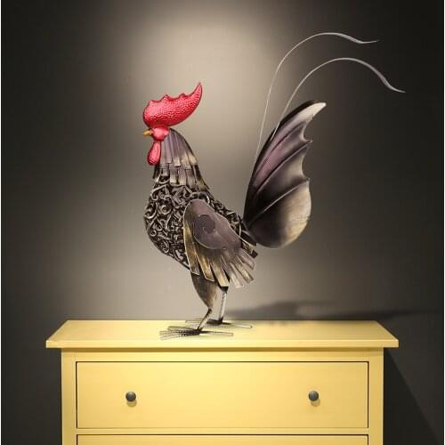 Rooster Sculpture Figurine Statues Art Handicraft Home Desk Decor Furnishing