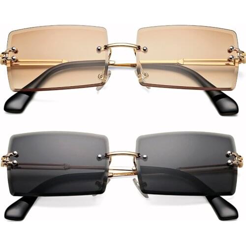 New Rimless Rectangle Sunglasses for Women Trendy Frameless Square Shades for Men Ultralight UV400 Eyewear Unisex