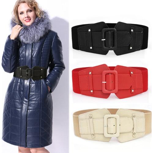 Vintage Wide Belts for Women Famous Brand Designer Elastic Party Belts Womens Red Camel Black Costume Belts