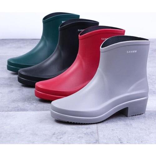 Comemore New Woman Rain Boots Ankle Boot for Woman Waterproof Solid Color Shoes Spring Autumn Rain Boots Non-Slip Female Casual