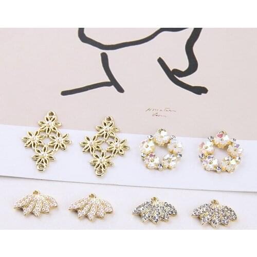 Alloy Pearl Diamond Garland Maple Leaf Pendant DIY Handmade Jewelry Earring Earring Earrings Accessories Material
