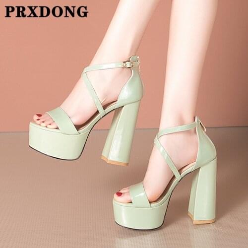 Hot Sale Women Sandals New Brand Genuine Leather Thick High Heels Rome Shoes Woman Dress Party Wedding Summer Gladiator Pumps 40