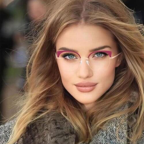 Cat Eye Retro Simple Eyebrow Glasses Frames Anti Blue Light Women Optical Fashion Computer Eyeglasses 50456