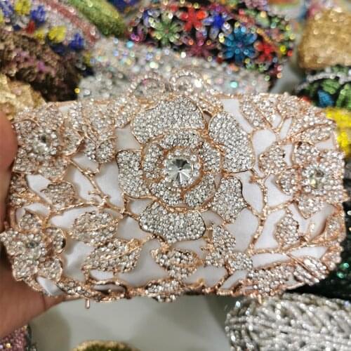 Beautiful Fashion Women Bridal Wedding Purses And Handbags High Quality Ladies Crystal Diamond Clutches Female Shoulder Purse