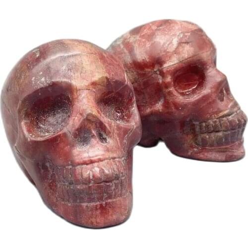 1pcs Hand Carved Red Stone Skull Natural crystal Statue gemstone skull Reiki Healing