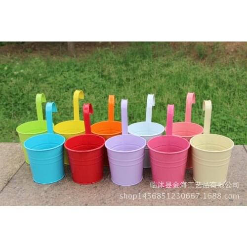 10pcs/set Colorful Hanging Flower Pot Hook Wall Pots Iron Flower Holder Balcony Garden Planter Home Decor Plant Pots