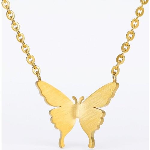 2020 Dainty Butterfly Charm Necklaces For Women girl Animal jewelry Stainless Steel Chain Necklace Choker Children Gifts