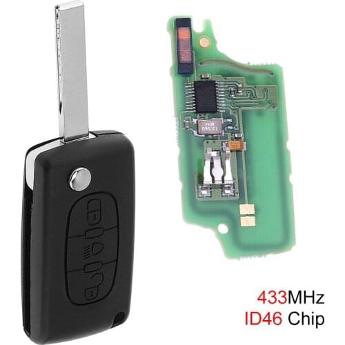 433MHz 3Button Flip Folding Remote Key Replacement with ID46 Chip And Uncut HU83 Blade Fit for Citroen C3 C4 C5 Model 2005-2011