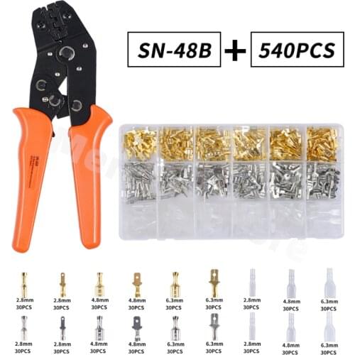 450/540/900PCS Insulated Male Female Wire Connector 2.8/4.8/6.3mm Electrical Wire Crimp Terminals Spade Connectors Assorted Kit
