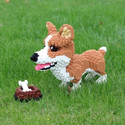 4800pcs Building Blocks Toy Welsh Corgi 3D Model Building Blocks Animal Pet Dog Mini Diamond Small Bricks Childrens Toy Gift