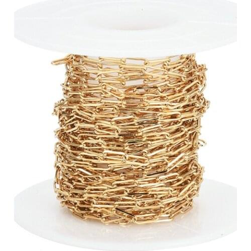 5m/roll Soldered Brass Chains Cable Chain Link Chain Real 18K Gold Plated for Jewelry Making DIY Bracelet Necklace