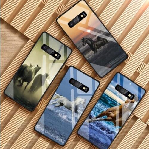 Running horse Tempered Glass Phone Case For Samsung Galaxy S8 S9 S10 S20 PLUS J6 J8 2018 NOTE 8 9 10 Cover Shell
