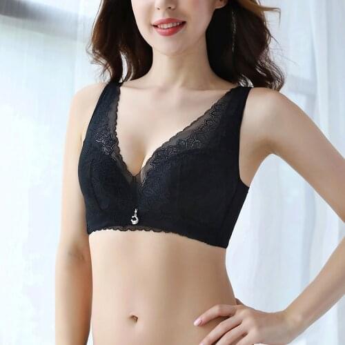 Womens Lace Bras Wireless Light Padded Brassiere Deep V Sexy Lingerie Top Bralette female Underwear A B C D Cup