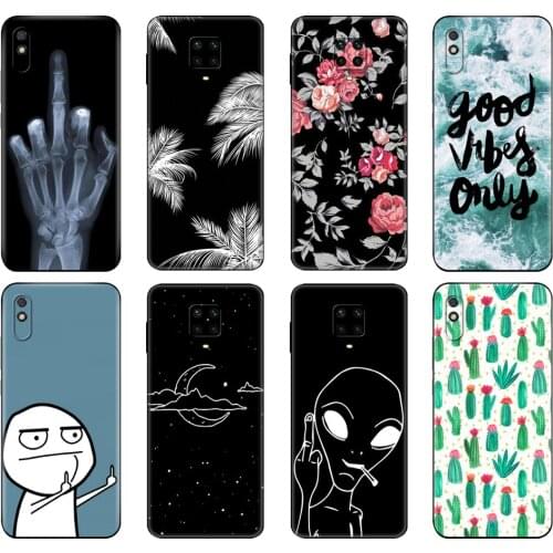 Black tpu Case For Xiaomi Redmi 7A 8 8A 9 9A 9C Case Redmi Note 8T 8 Pro T Note 9 9S 9 Pro Case Cartoon Middle Finger