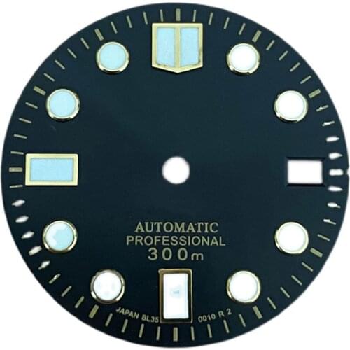 28.5mm Watch Dial Green Luminous Dial for NH35 Movement Watches Spare Parts
