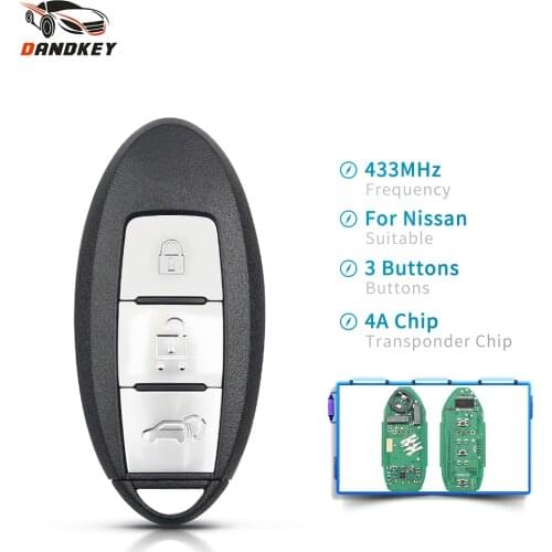 Dandkey Car Smart Remote Key Fob 433Mhz 2/3 Buttons With 4A / ID46 Chip For Nissan Juke Qashqai X-Trail J10 J11 2012-2020 Year
