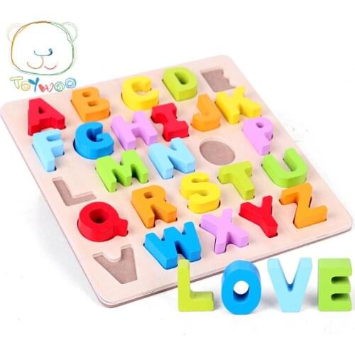 Kid Early Educational Toys Baby Hand Grasp Wooden Puzzle Toy Alphabet And Digit Learning Education Child Wood Jigsaw Toy
