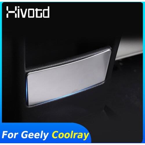For Geely Coolray SX11 2018-2020 Accessories Car Front Rear Storage Box Trim Stainless Steel Sequin Panel Cover Sticker Decorate