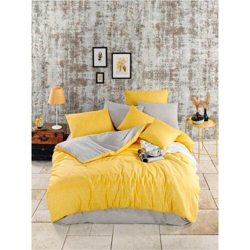Yellow gray double sided double personality duvet cover set, 200x220 cm, Bed cover, 100 cotton, healthy