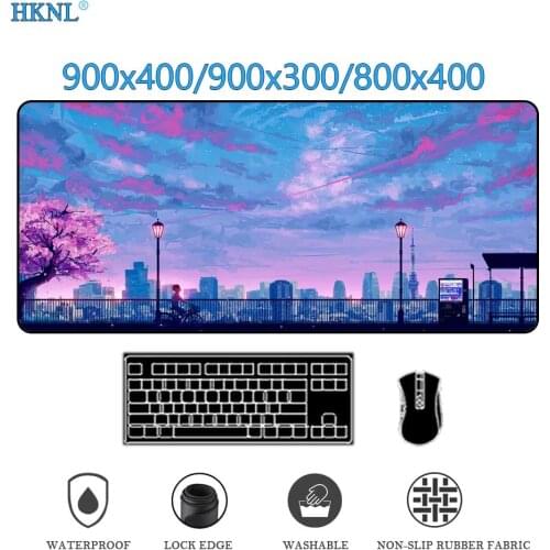 Gamer deskpad Office Rug Computer gaming accessories pink deskmat Large mousepad Skyrim Carpet purple rubber Mouse Pad 900x400