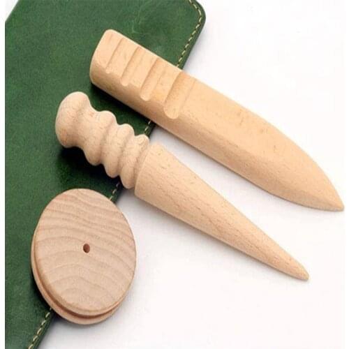 DIY Leather Polished Grinding Tool Wood Leather Edge Burnisher Leather Craft Edge Device Leather Craft Edge Chamfering Device