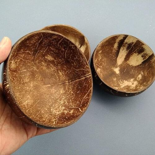 Pure natural coconut bowl, imported from Vietnam exquisite handicrafts diameter 12cm-15cm, height 4.5cm-6.5cm, salad noodle bowl