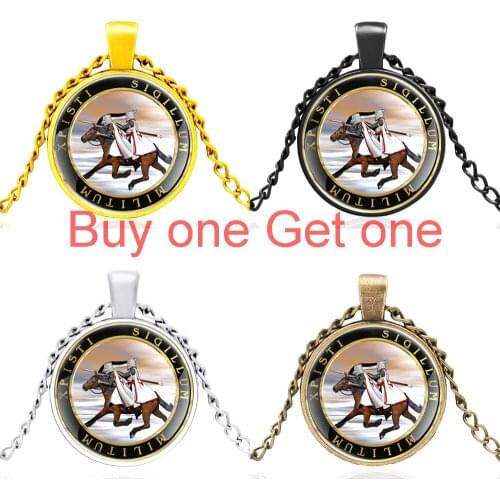 Classic Knights Templar Order Glass Dome Necklace Men Women Charm Fashion Pendant Jewelry Gift