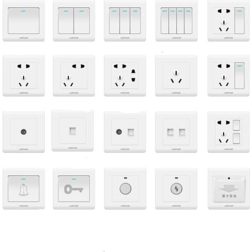 Various Types Button Switch Socket Panel 10A Power Supply Two Three Socket Wall Light Switch Electrical Accessories