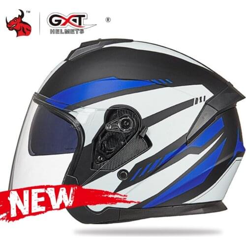 GXT New Motorcycle Helmet Men Women Half Face Moto Helmet Summer Scooter Motorbike Helmet Double Lens With Removeable Linner
