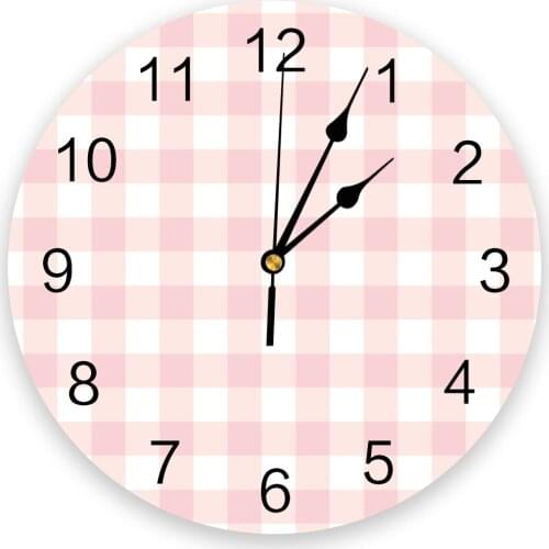 Pink Plaid 3D Wall Clock Modern Design Brief Living Room Decoration Kitchen Clock Art Wall Watch Home Decor