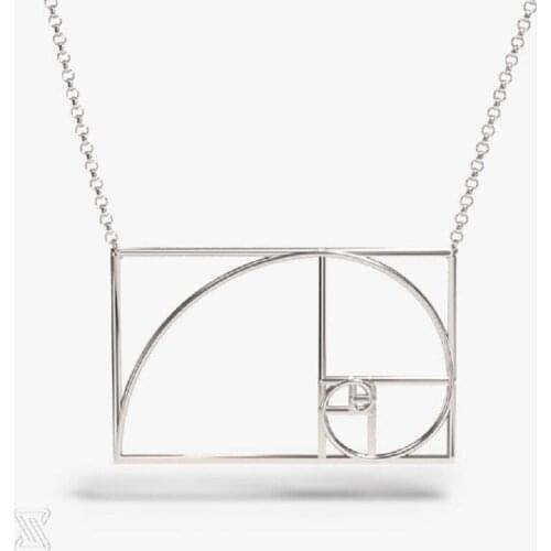 Science jewelry: Fibonacci necklace - silver golden ratio necklace - wearable mathematics - Phi - irrational jewelry