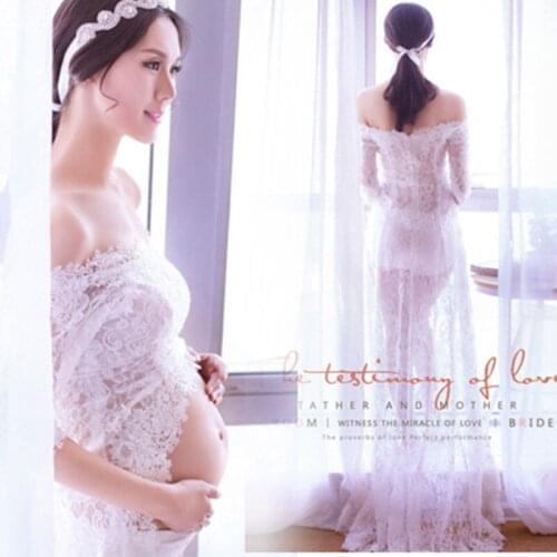 Kingbuy Women Photography Props Pregnancy Dress Maternity Dresses White Lace Luxury Elegant Dress For Studio Photo Shoot