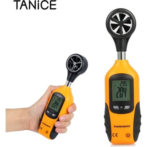 TANiCE Protable Digital Mini LCD Anemometer Multifunction Wind Speed Gauge Air Flow Speed Meter & Thermometer Measurement Tools