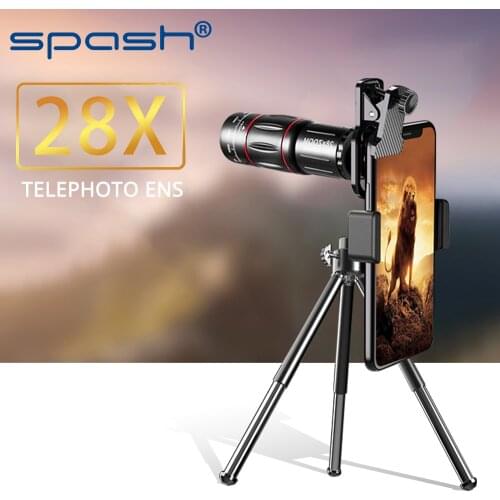 SPASH Phone Lens 28X HD Professional Camera Lens Telescope Zoom Macro Lens Fish Eye Lente Set with Mini Tripod For All Phone