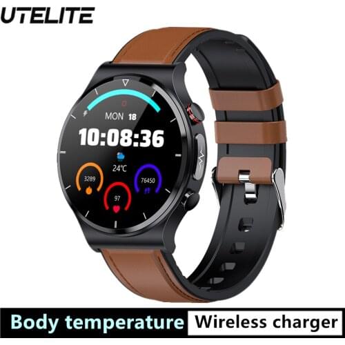 UTELITE E88 Smart Watch Men Watch 1.32 inch Screen EGG Collector IP68 Waterproof BodyTemperature Wireless charger Watches PK E80