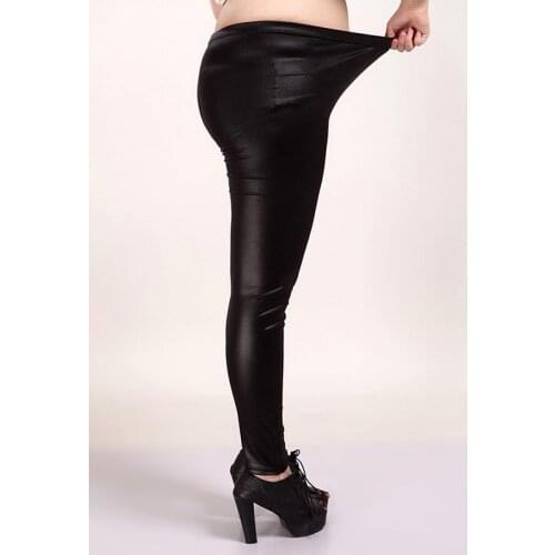 2021 Spring Autumn Fashion Faux Leather Sexy Yoga Pants Thin Black Sport Fitness Yoga Pants Stretchy 4XL 5XL