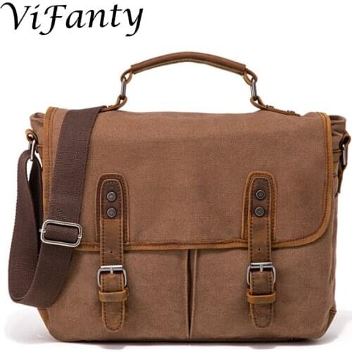 Vintage Canvas Messenger Bag Laptop Shoulder Satchel Crossbody Sling Bookbag School Bag