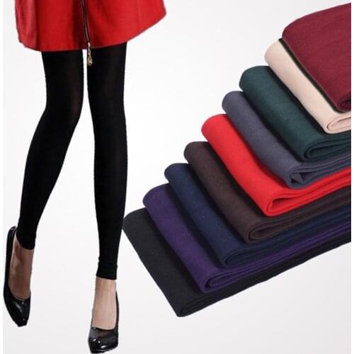 Autumn and Winter Leggings Black Grey Coffee Purple Green Burgundy Red Navy Blue Nude Color Women Leggings Warm Slim Fit Legging