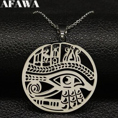 2021 Fashion Egypt Eye Stainless Steel Chain Necklace for Women Silver Color Statement Necklace Jewelry accesorios mujer N18755