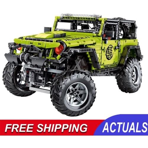 High-Tech 1: 8 Green Suv Car Speed Off-Road Building Blocks Bricks Assembling Toys Vehicle Model Boys Educational Toys Kids Gift
