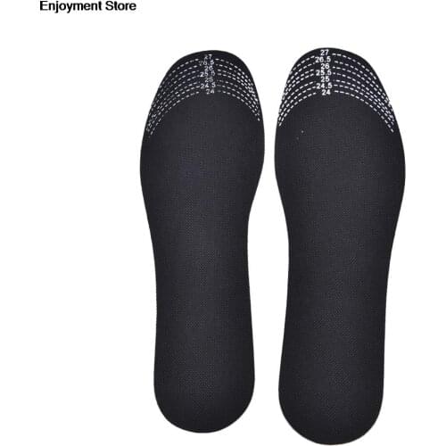 1pair Black Adjustable Scalable Insoles Unisex Bamboo Charcoal Deodorant Cushion Foot Inserts Shoe Pads Insoles Outdoor Sports