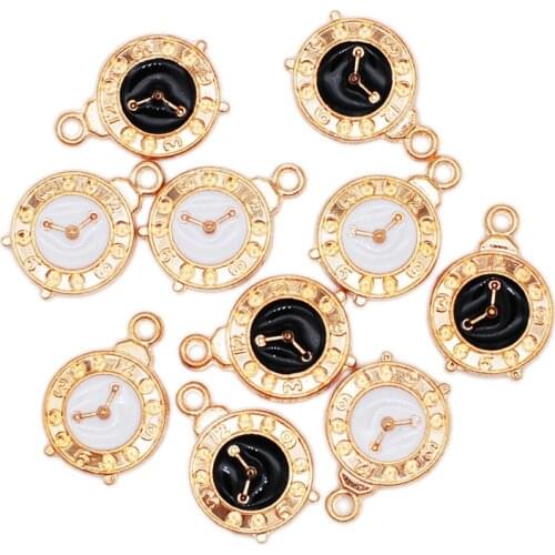 20pcs/lot New Arrival Oil Drop Charms Cute Clock Enamel Charms Alloy Pendant fit necklaces bracelets DIY Jewelry Accessories